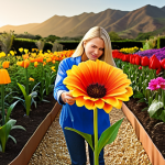 A creative professional nurturing a single, vibrantly unique flower that stands out in a small, distinct garden, symbolizing a "niche market" where their "superpower" or unique strength thrives. The background shows a vast, less defined landscape, emphasizing the focus on a specialized area. Soft, focused lighting.