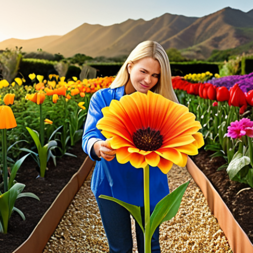 A creative professional nurturing a single, vibrantly unique flower that stands out in a small, distinct garden, symbolizing a "niche market" where their "superpower" or unique strength thrives. The background shows a vast, less defined landscape, emphasizing the focus on a specialized area. Soft, focused lighting.
